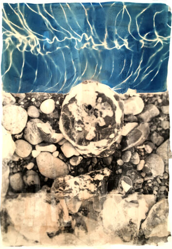 Coast, Cyanotype Photography and Liquid Light, 50 x68 cm / 19 x 26 inches, mould made paper 340 gram , edition 1/1 , 2021Coast 