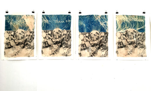 I II III IV , Cyanotype Photography and Liquid Light, 50 x68 cm / 19 x 26 inches, mould made paper 340 gram , 2021