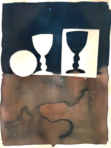 Still Life on dyed paper